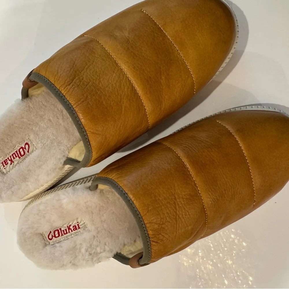 BRAND NEW OluKai Mua 'Ili men's leather mule slippers NEW Sz 10 - Picture 4 of 10